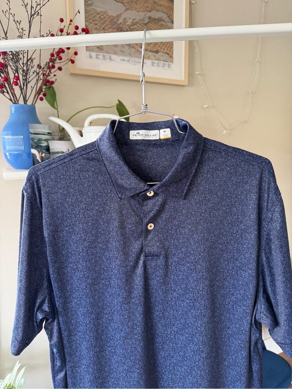 Peter Millar FeatherWeight UPF 50+ Blue Golf Polo Shirt